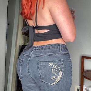 Charlotte Jeans Black Embroidered Bermuda Shorts
